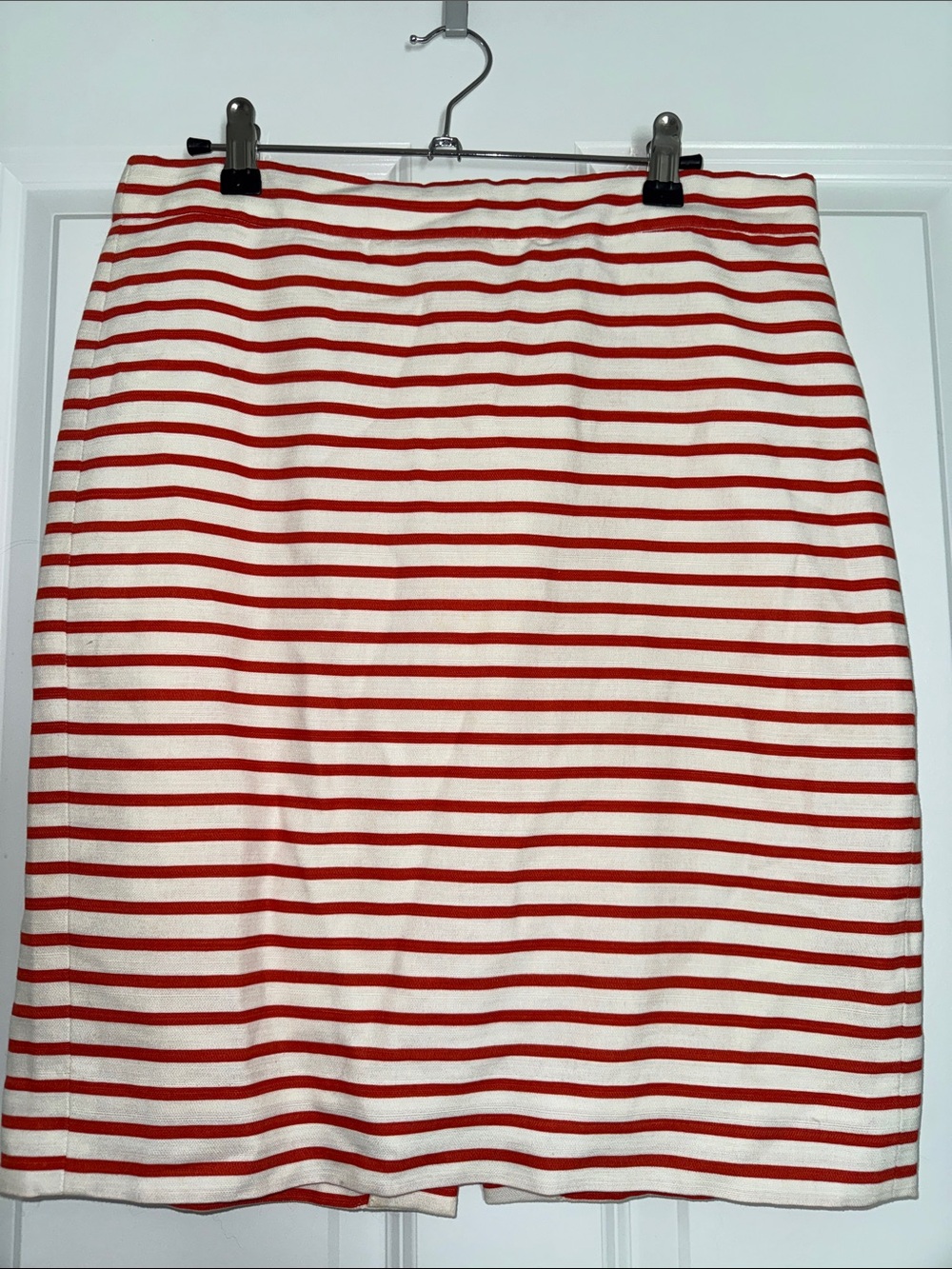 JCrew Factory Striped Orange Red and White Pencil Skirt - Women's
